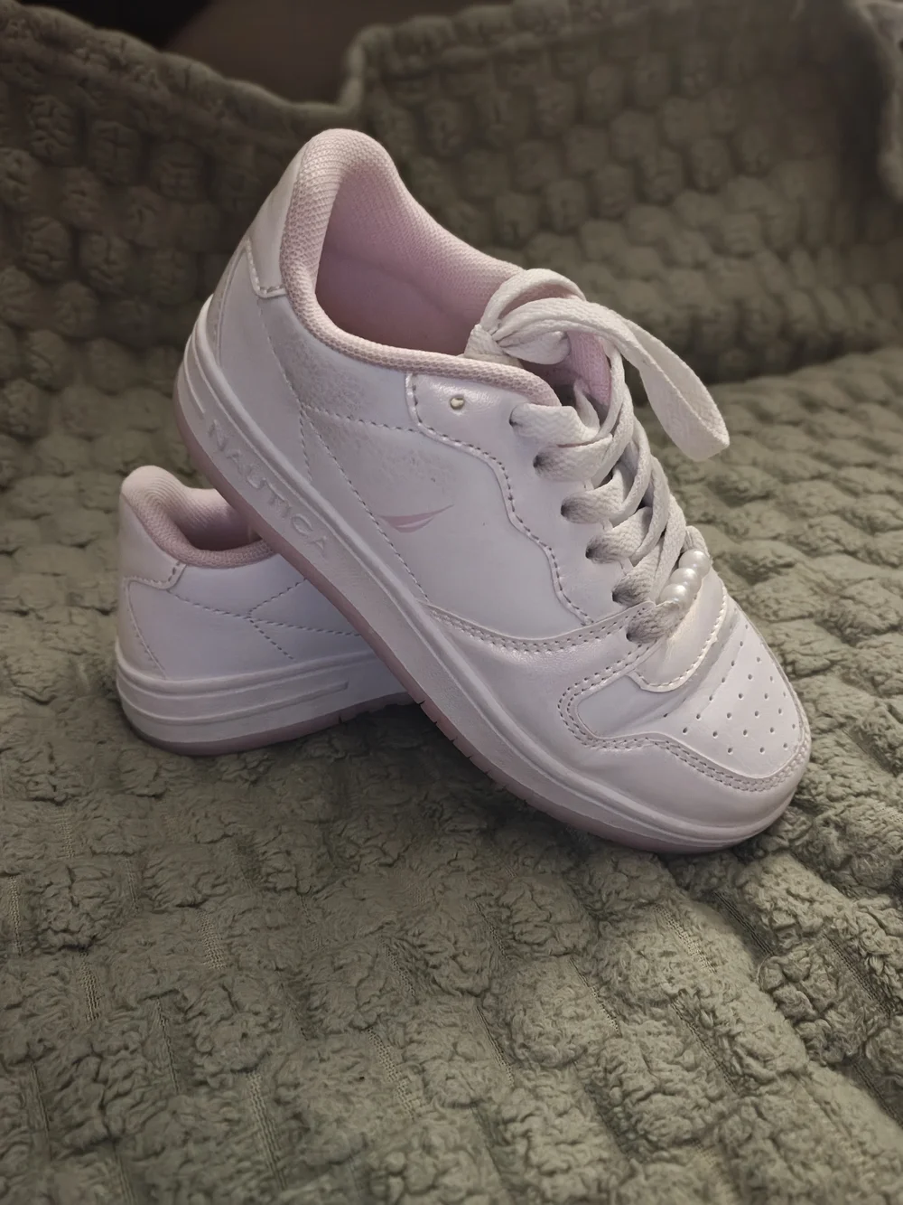 Nautica Pink & White Leather Sneakers